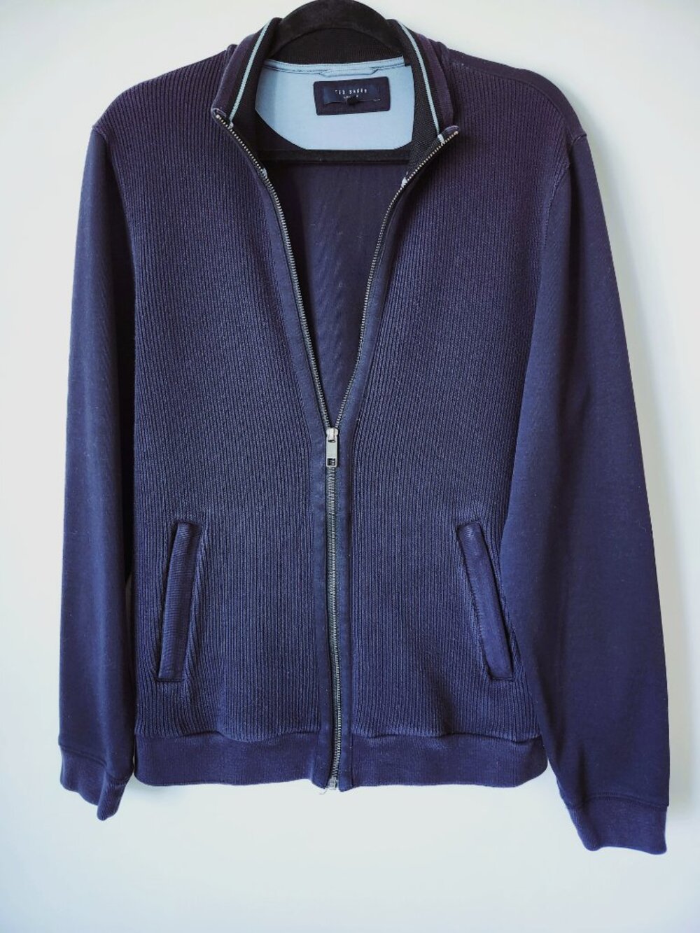 Ted Baker Navy Blue Full-Zip Knit Sweater - Picture 2 of 8